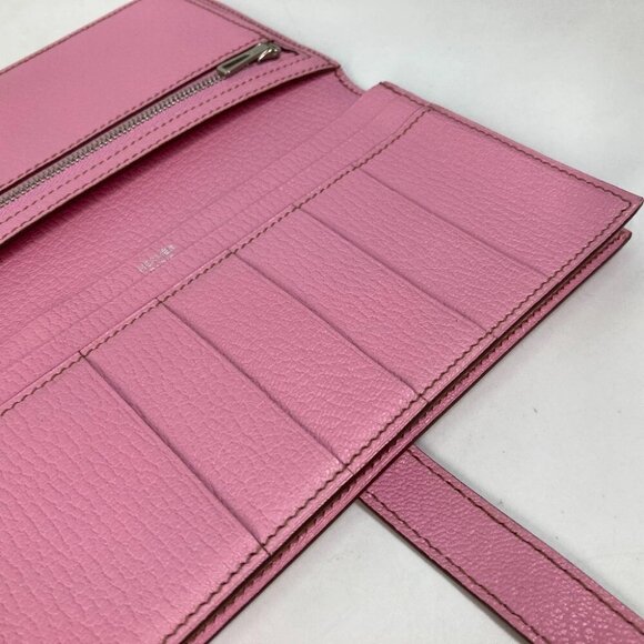 HERMES Bearn Souffle Two fold Long Wallet Chevre pink/SilverHardware - Picture 10 of 14